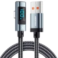 ESSAGER 100W 7A USB-A to Type-C Charging Cable, Elbow Design, Digital Display, USB2.0 480Mbps - 2m