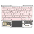 KB333 Transparent 78 Keys Wireless Bluetooth Keyboard with Touchpad, Colorful Backlight - Pink