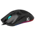 Ajazz AJ390 Ultralight Optical Wired Mouse Hollow-out RGB Light 16000 DPI Adjustable 7 keys - Black