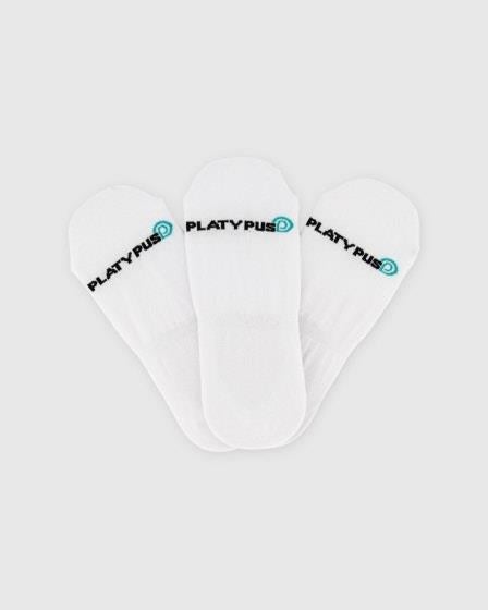 Platypus Socks Platypus Invisible Socks 3 Pk (3.5-6) White Size ONE SIZE Unisex