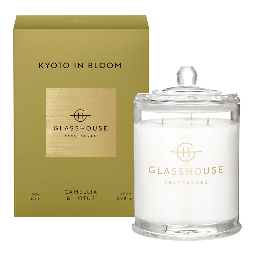 Glasshouse Fragrances Kyoto In Bloom Camellia & Lotus Soy Candle 760g