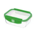 Mastrad Borosilicate Glass Rectangle Storage Box With Pp Lid, -20°C To +400°C, Xs, Green, Stor'eat, Green