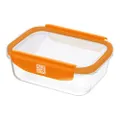 Mastrad Borosilicate Glass Rectangle Storage Box With Pp Lid, -20°C To +400°C, S, Orange, Stor'eat, Orange