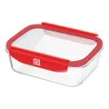 Mastrad Borosilicate Glass Rectangle Storage Box With Pp Lid, -20°C To +400°C, M, Red, Stor'eat, Red