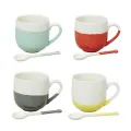 Jamie Oliver Dipped Mugs W/spoon 4pcs/set, Gr/yw/gy/rd