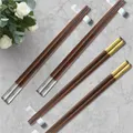 Charles Millen Signature Collection Luxury Brown Wood Chopsticks, Twin Pack, Silver