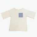 Twopluso Organic Cotton Top With Striped Pocket Light Beige - Boys, 14