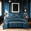 Canopy Torino Navy And White Trim Bedset, Blue, Single