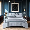 Canopy Torino Bedset - Silver And Navy Trim, Silver, Single
