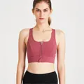 Bodykind Hollow Mesh Racer-back Bra Top With Front Zip Lacp2207rrd, Rose Red, S