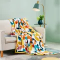 Esprit Afronso Printed Flannel Fleece Blanket, Multicolour, Queen