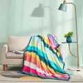 Esprit Crayon Stripe Printed Flannel Fleece Blanket, Multicolour, Queen