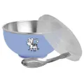 Zebra Kiddy Bowl With Cartoon Spoon Assorted Colours (Green Pink Blue And Yellow), Silver