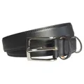 72 Smalldive Black Slim Width Fine Textured Leather Belt, L 100/115 cm