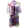 Cloth.Ier 100% Silk Organza V-neck Long Jacket, Lilac, XL