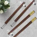 Charles Millen Signature Collection Luxury Brown Wood Chopsticks, Twin Pack, Silver