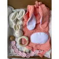 Stitches And Tweed Stitchesandtweed Bunny Lovey Bib Clip Pink Rattle Set