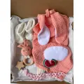 Stitches And Tweed Stitchesandtweed Pink Bunny Lovey Bib Hair Clip Set