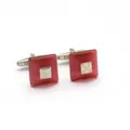 Marzthomson Pink / Purple Square Fiber Glass Cufflinks With Silver Top M, Pink