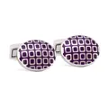 Marzthomson Oval With Rectangle Grid Pattern Cufflinks J, Pink