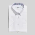Coupe Cousu , White Twill, Double Collar Short Sleeve Shirt, White Twill, 17.5