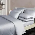 Canopy Strauss Pebble Fitted Sheet Set 100% Usa Cotton, Silver, Super Single