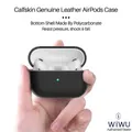 Wiwu Calf Skin Genuine Leather Case For Airpods, Navy Blue