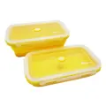Travel Joy Eco Food Grade Silicone Foldable Lunch Box (1200ml) Lemon Yellow, Lemon Yellow