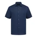 John Langford Linen Cotton Short Sleeve Shirt, Light Blue, 15.5