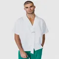Justincassin Asher Short Sleeve Tie Shirt White, Large