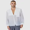 Justincassin Isaiah Collared Sheer Shirt White, Medium
