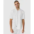 Justincassin Quentin Short Sleeve Zip Shirt White, Large