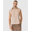 Justincassin Verve Sleeveless Collared Shirt Brown, Extra Large