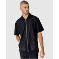 Justincassin Fernando Short Sleeve Zip Shirt Black, Large