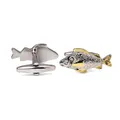 Marzthomson Fish Cufflinks With Gold Detail, Goldsilver