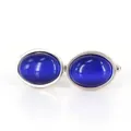 Marzthomson Oval Persian Blue Fibre Optic Glass Cufflinks