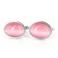 Marzthomson Oval Light Pink Fibre Optic Glass Cufflinks