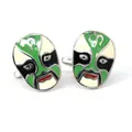 Marzthomson Jing Mask Or Chinese Opera Mask Green White Cufflinks