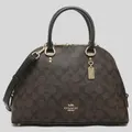 Coach Katy Satchel In Signature Canvas Brown Black Rs-2558