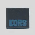 Michael Kors Mens Cooper Graphic Pebbled Leather Billfold Wallet Blue Rs-36h1lcof1x