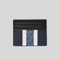 Michael Kors Men's Hudson Logo Stripe Leather Tall Card Case In Gfit Box Navy Rs-39f1lhdd2o