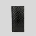 Gucci Men's Microssima Gg Logo Leather Slim Long Bifold Wallet With Id Slot Black Rs-449245