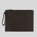 Gucci Unisex Micro Gg Leather Clutch Dark Brown Rs-544477