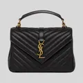 Ysl Saint Laurent College Medium Chain Bag In Quilted Leather Black Rs-600279brm07