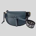 Loewe Mini Gate Dual Bag In Soft Calfskin And Jacquard Onyx Blue Rs-a650n46x13