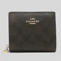 Coach Snap Wallet In Signature Canvas Brown Black Rs-c3309