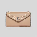 Coach Tammie Clutch Crossbody With Floral Whipstitch Taupe Multi Rs-ca026