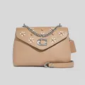 Coach Tammie Shoulder Bag With Floral Whipstitch Taupe Multi Rs-ca146