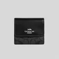 Coach Small Trifold Wallet In Blocked Signature Canvas Graphite Black Rs-ce930