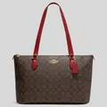 Coach Gallery Tote In Signature Canvas Brown 1941 Red Rs-ch504